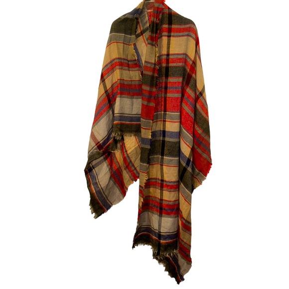 Fabulous, red khaki, classic plaid, large, blanket scarf, shawl wrap - Picture 1 of 5